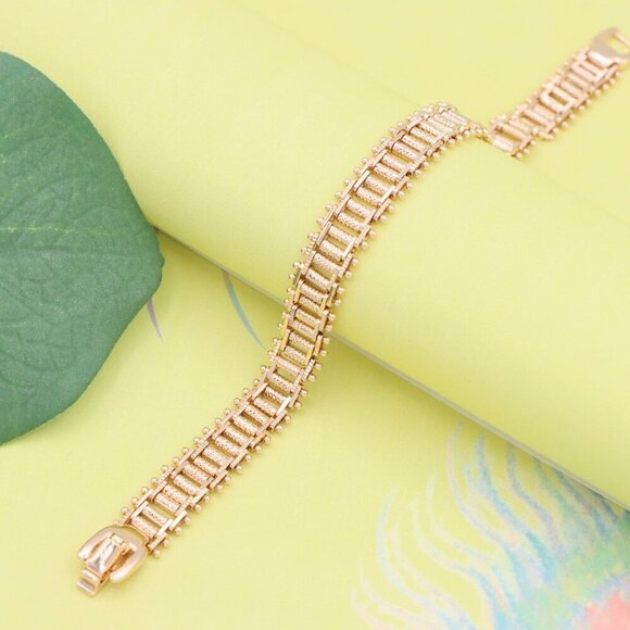 "Rose Gold Textured Chain Bracelet in High-Polish Finish, XPBL1146 - Picture 2 of 12